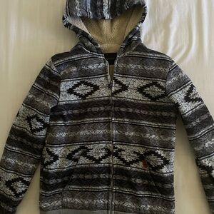 Aeropostale Black and Gray Fleece-Lined Hoodie